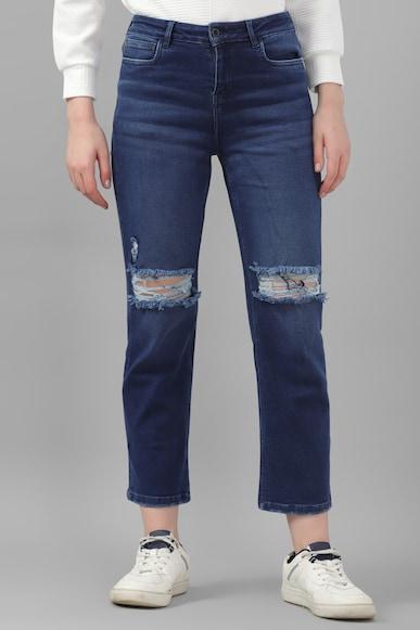 women navy regular fit light wash jeans