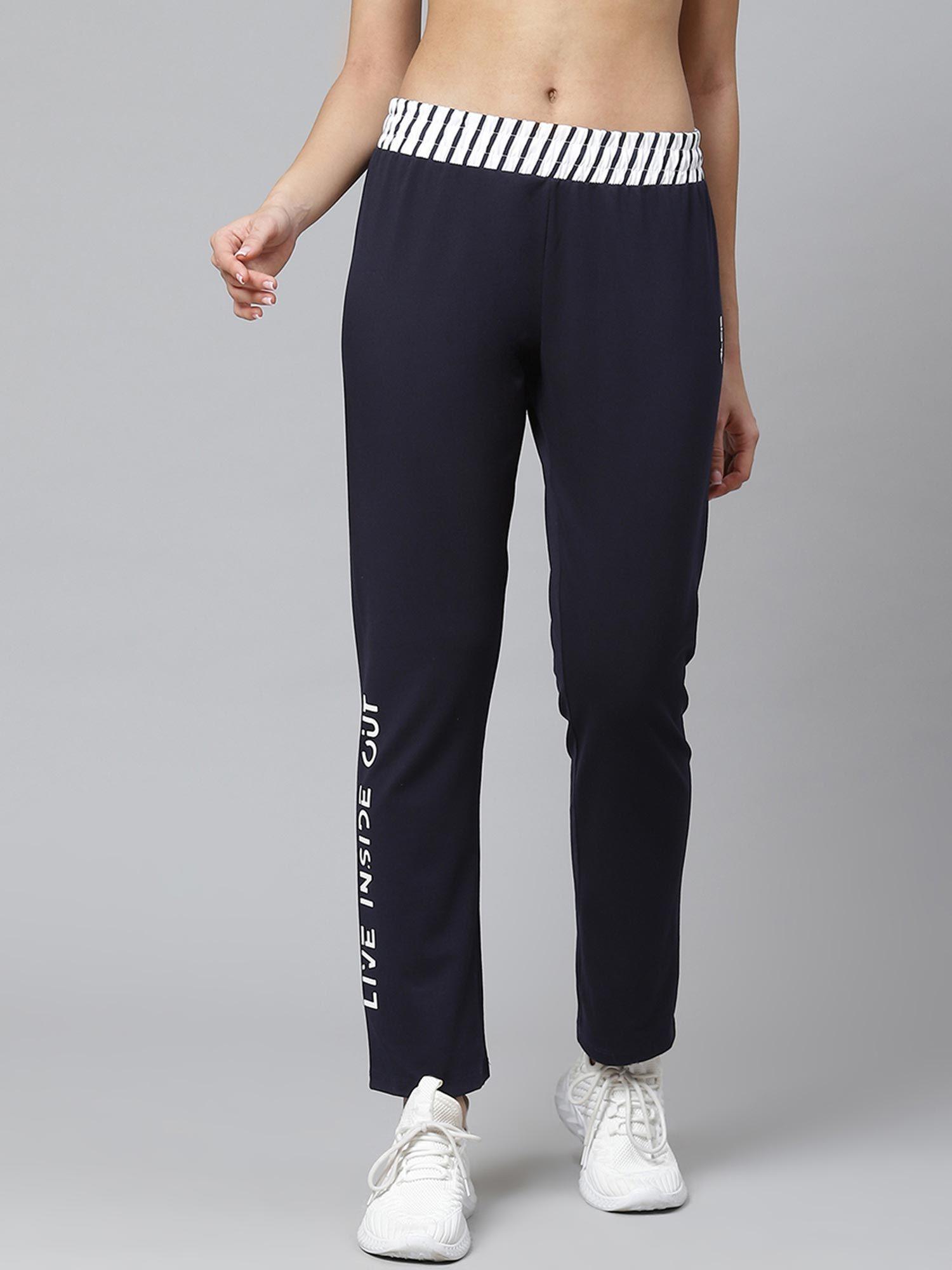 women navy solid training track pants