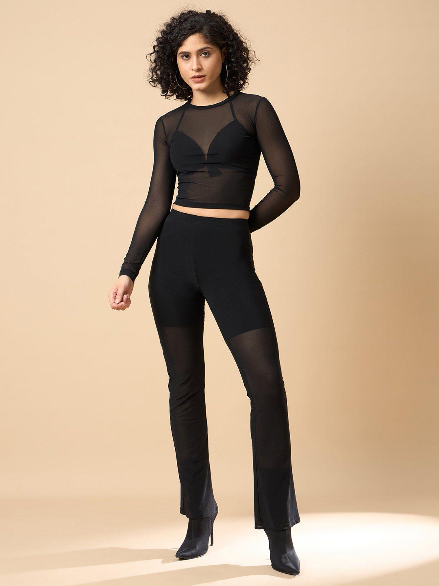 women net black solid co-ord (set of 2)