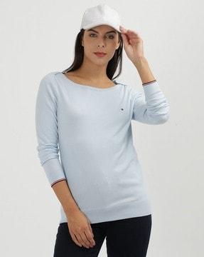 women new ivy boat-neck long-sleeve sweater