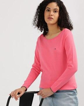 women new ivy boat-neck sweater with long sleeves