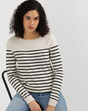 women new long sleeves boat-neck sweatshirt