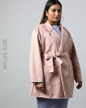 women notched collar trench coat with belt