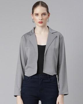 women notched lapel regular fit shrug