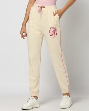women numeric print relaxed fit joggers