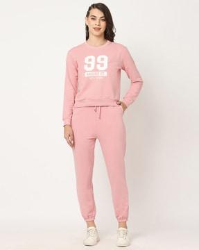 women numeric print slim fit sweatshirt