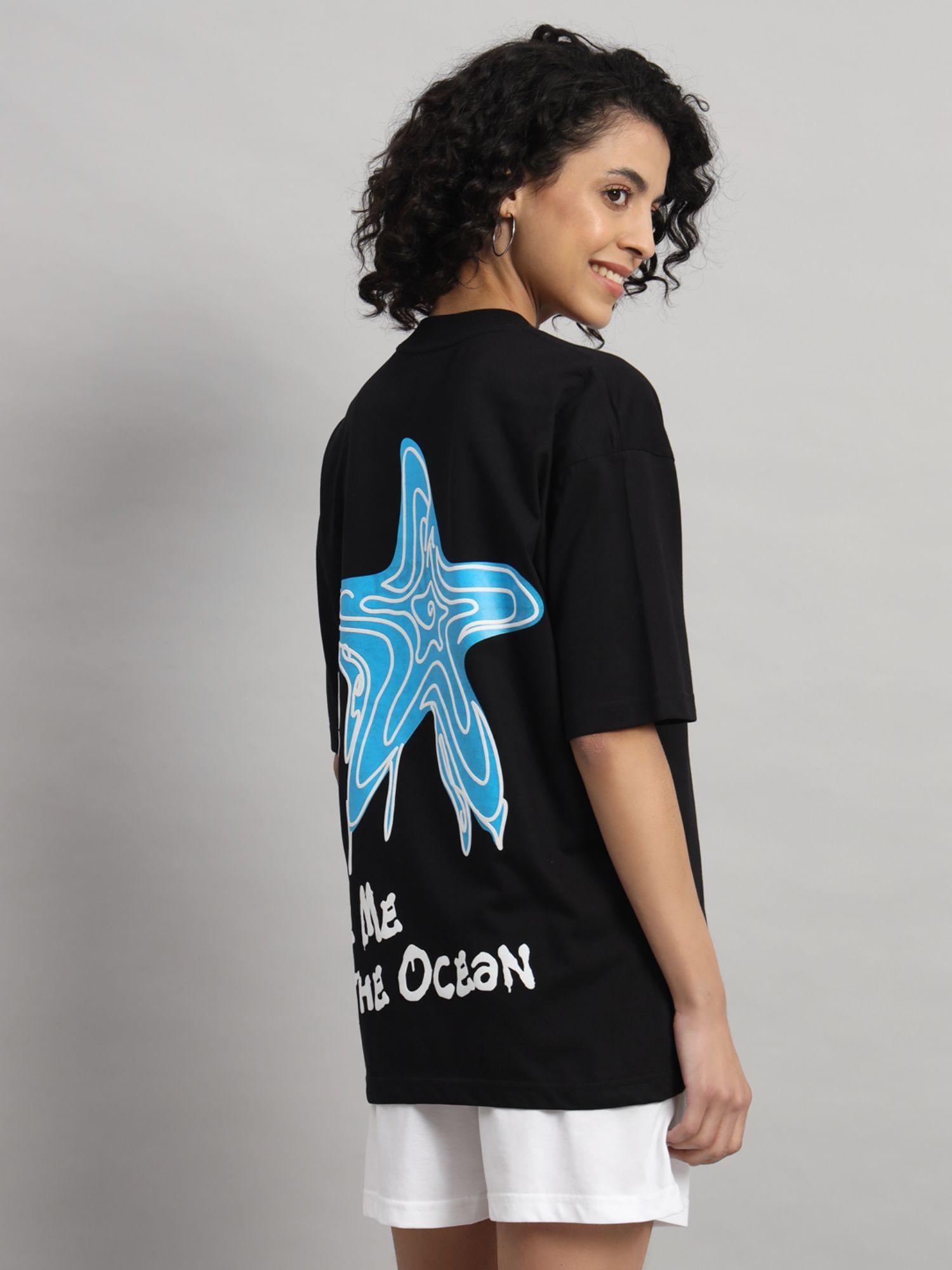 women ocean oversized black t-shirt