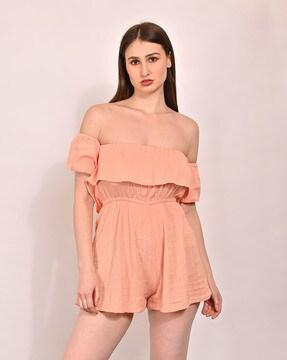 women off-shoulder playsuit with short-sleeves