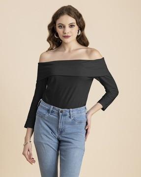 women off-shoulder regular fit top