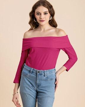 women off-shoulder regular fit top