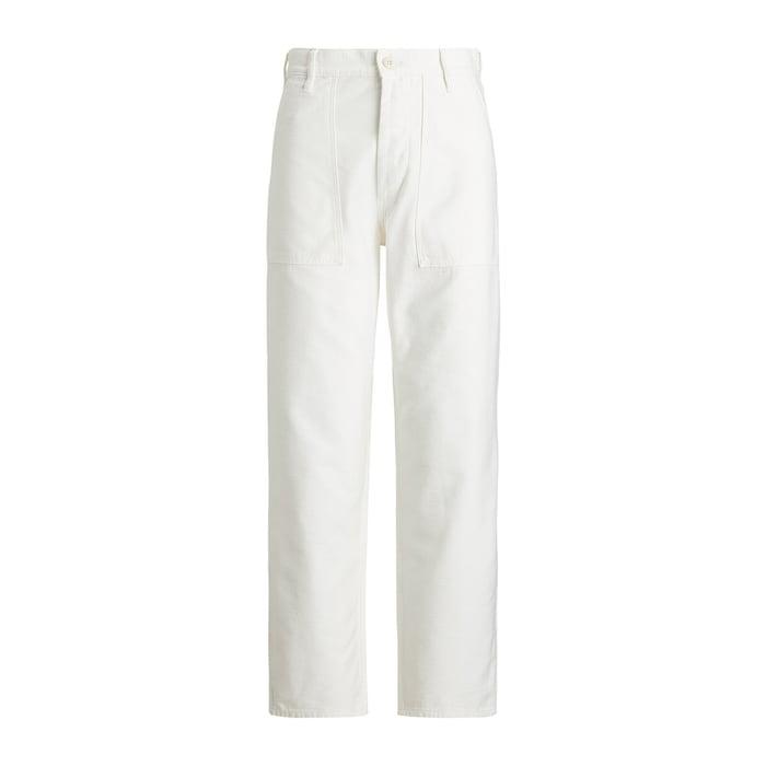 women off white cotton utility pant