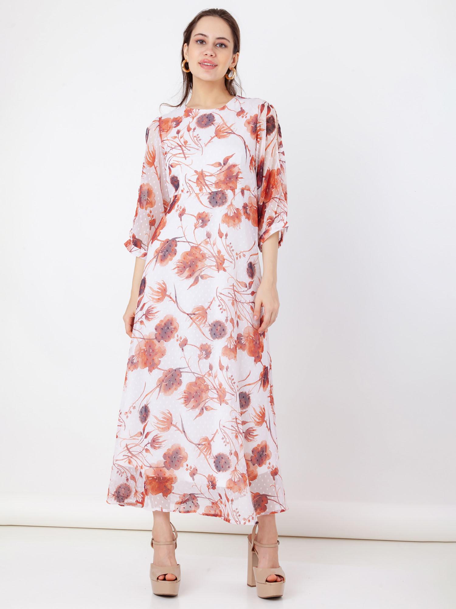 women off white floral maxi dress