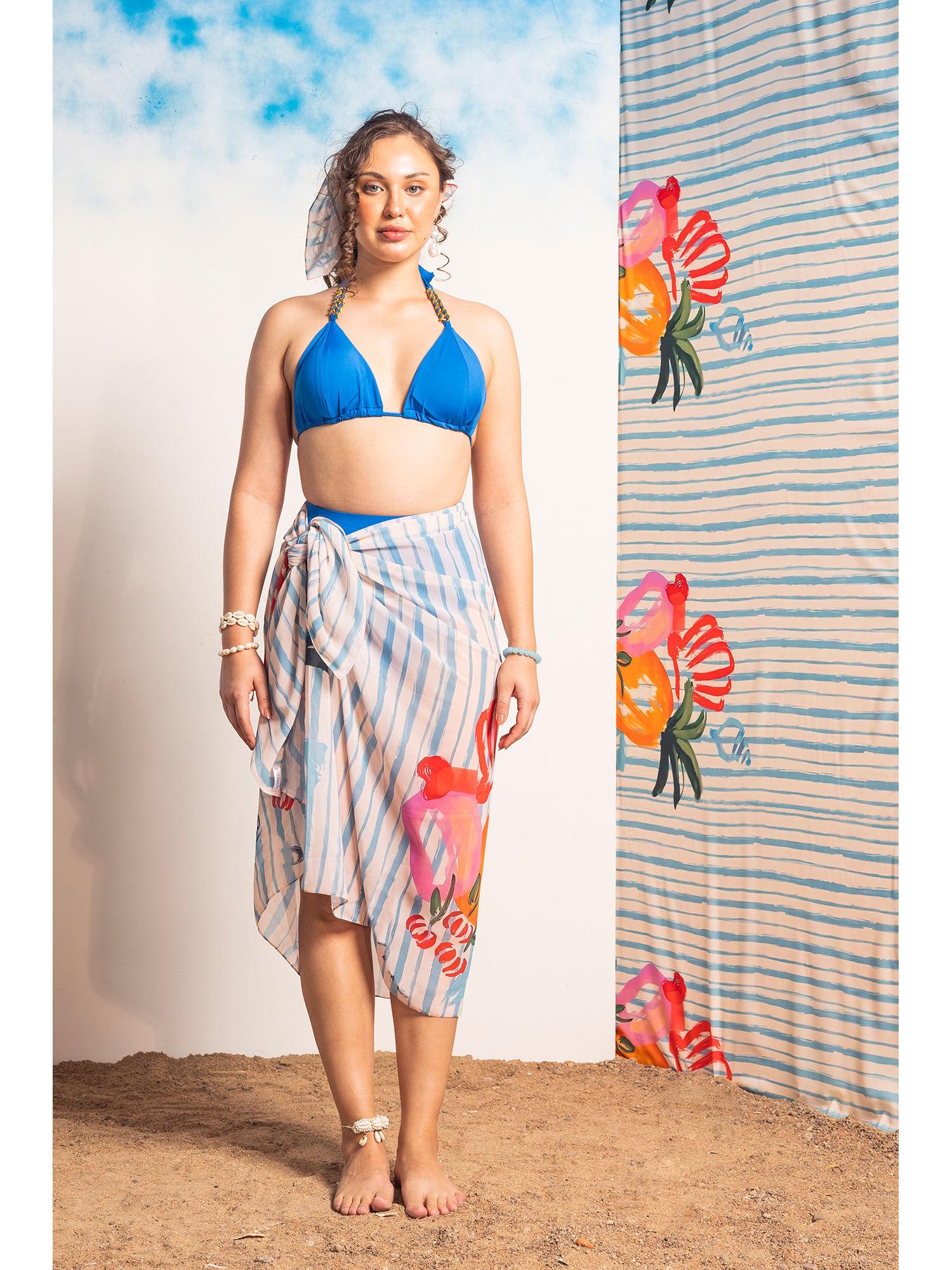 women off white self design swimwear sarong