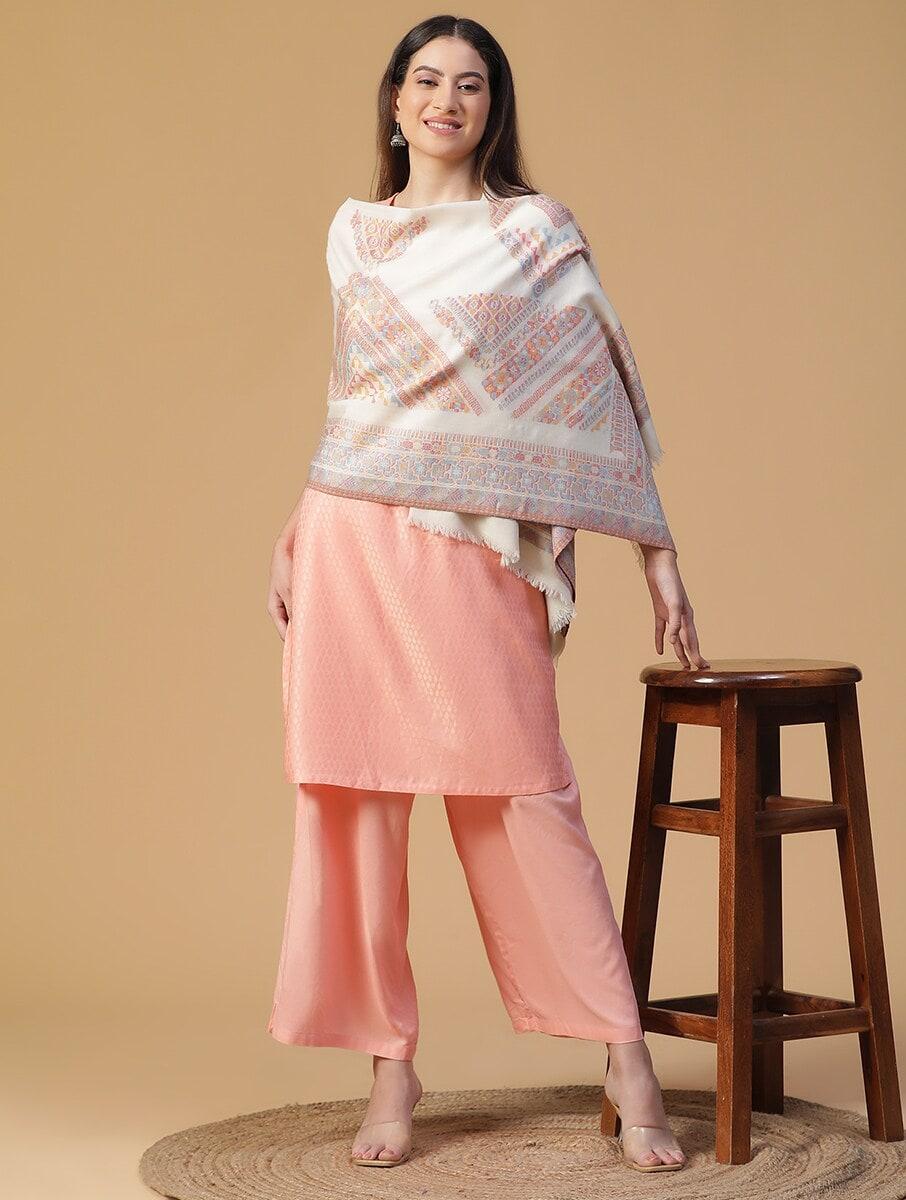 women off white_cream wool hand woven shawls