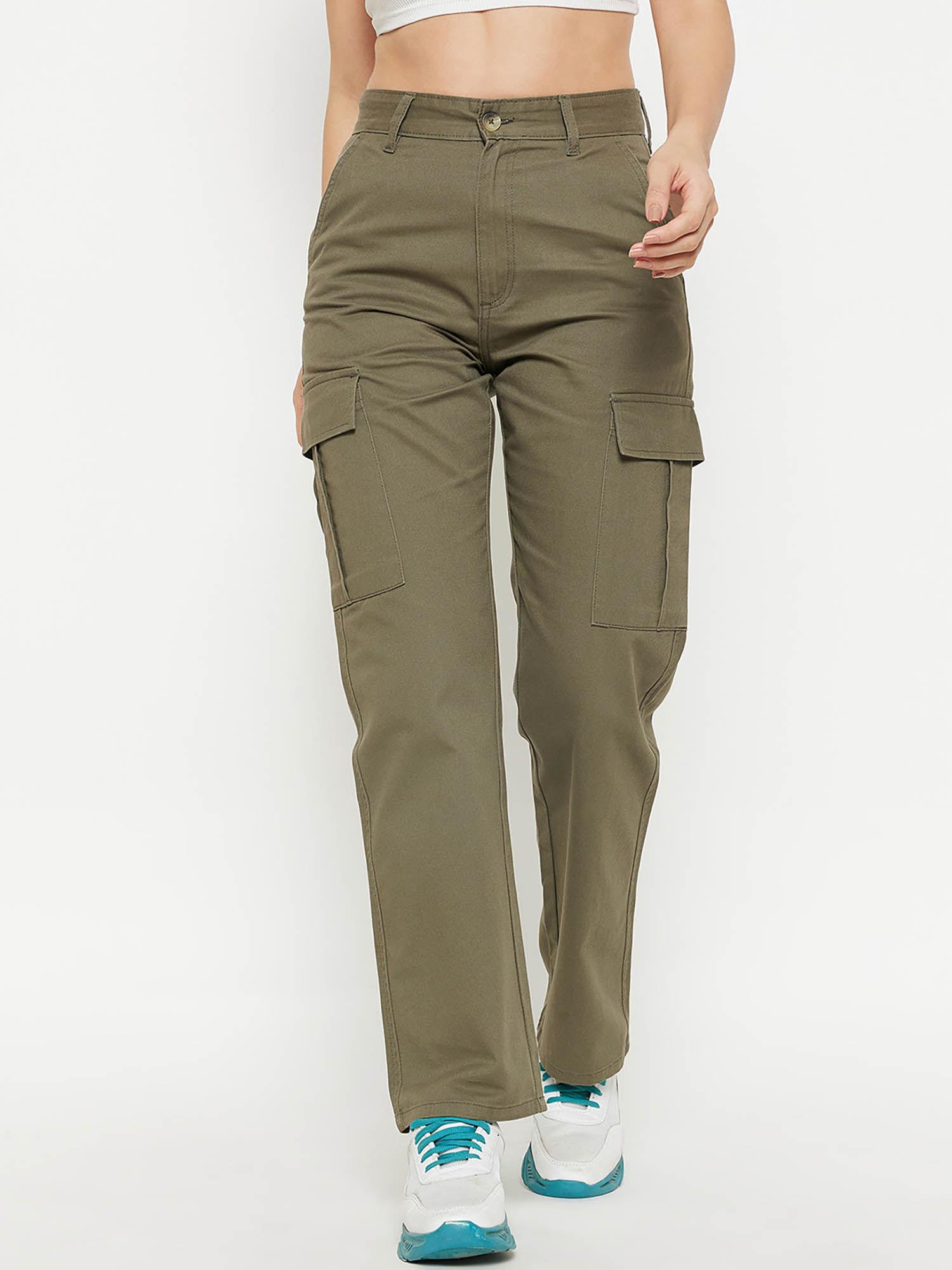 women olive cargo trouser