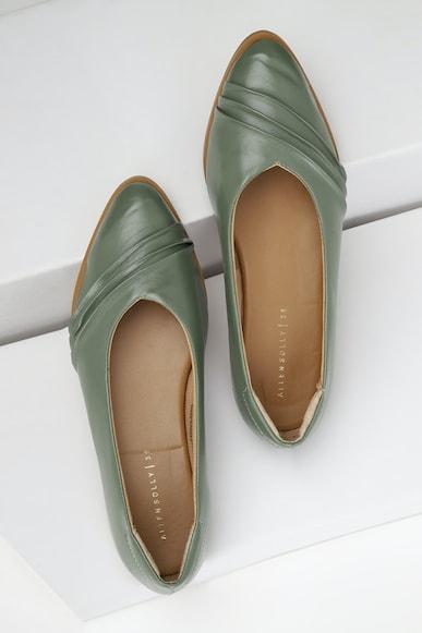 women olive casual ballerinas