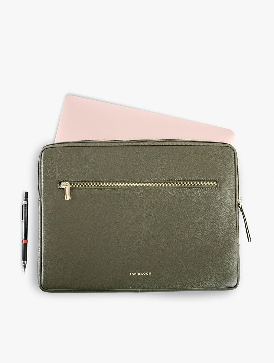 women olive green leather laptop sleeve sleeves &amp; pouches