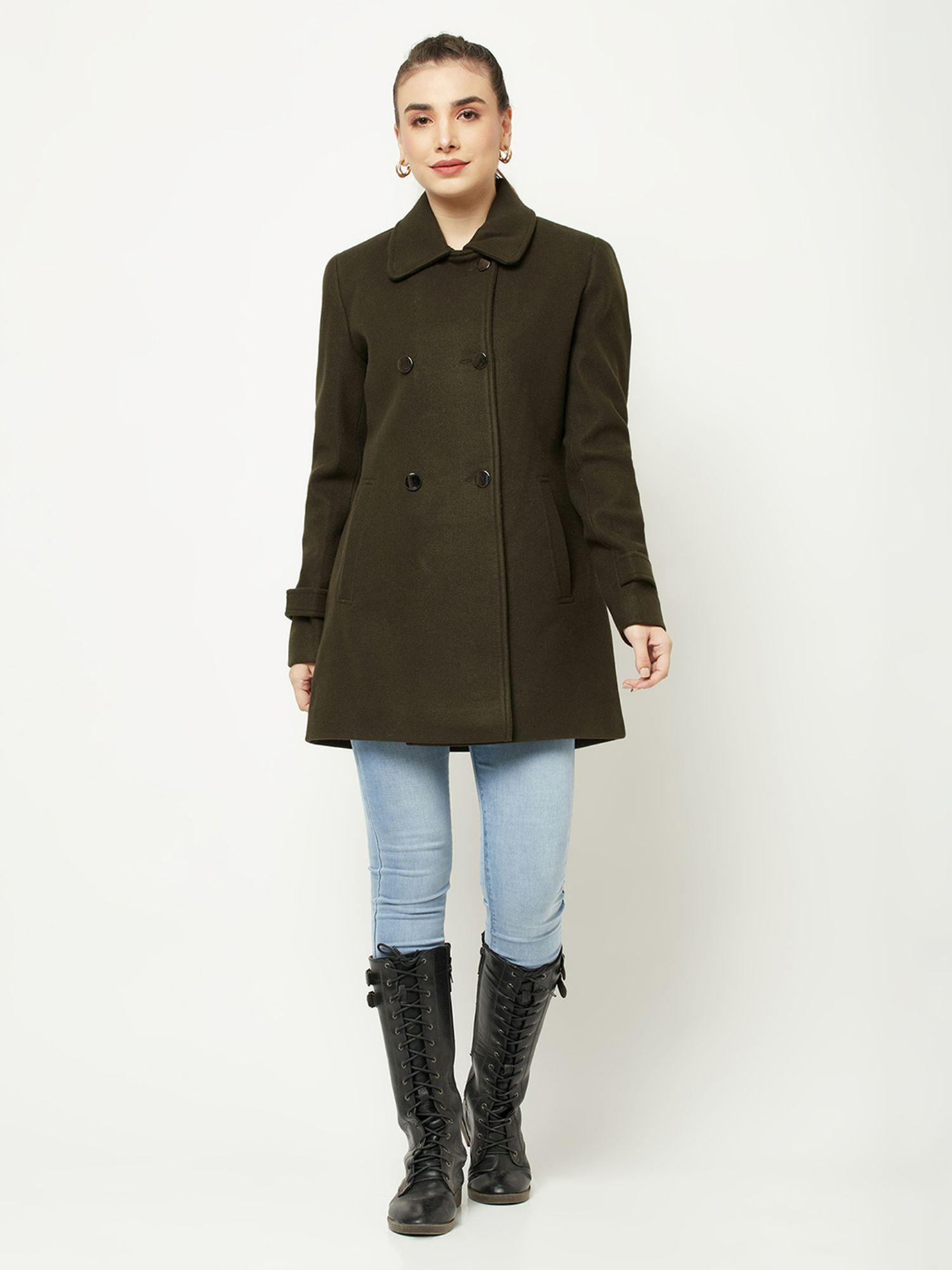 women olive over-coat