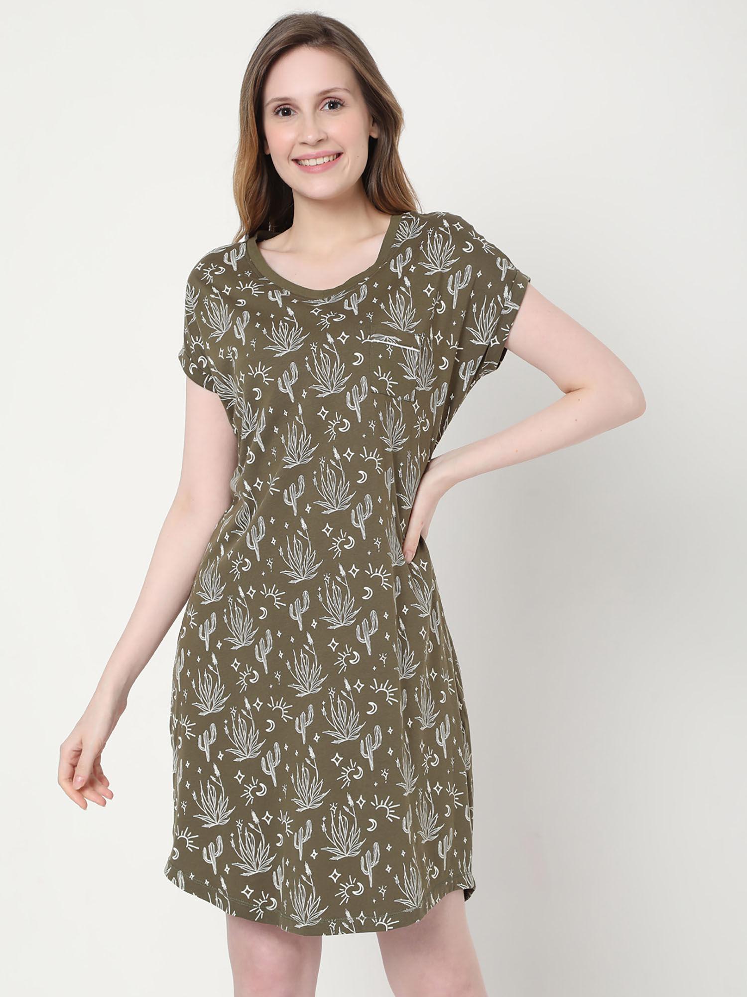 women olive regular fit dresses