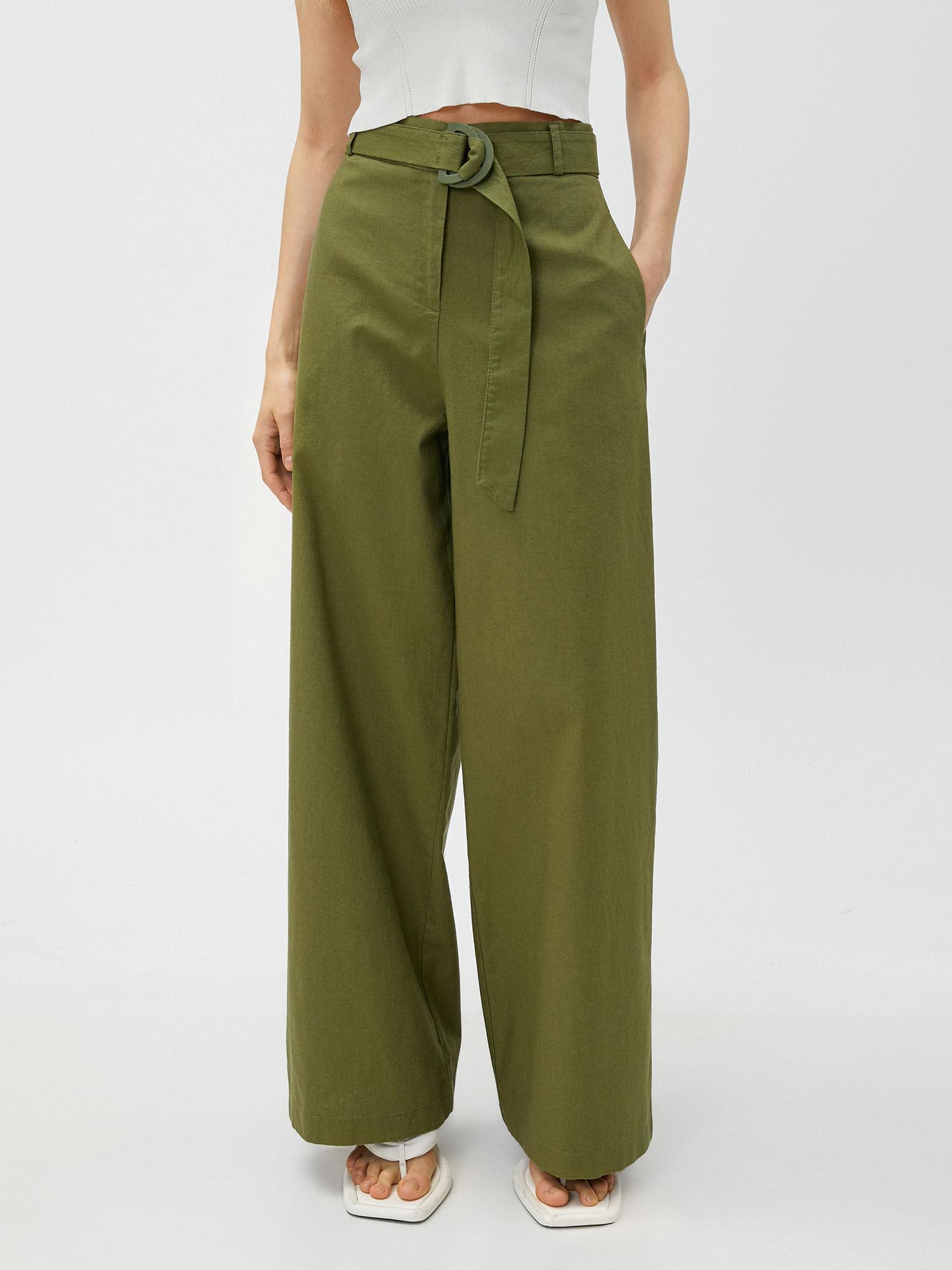 women olive solid plain comfortable pant (set of 2)