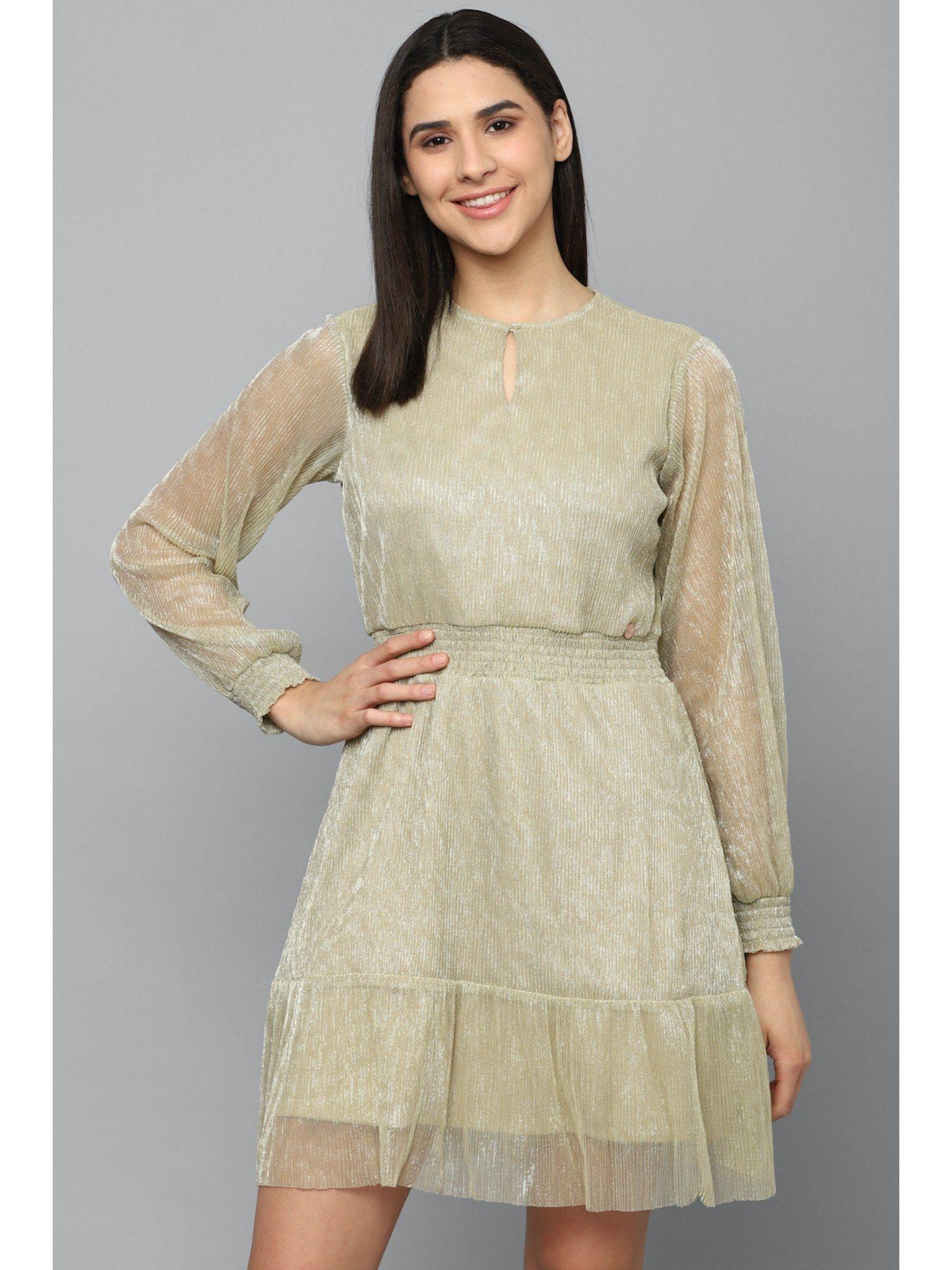 women olive textured party dress