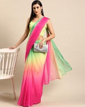 women ombre-dyed chiffon saree