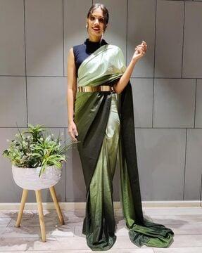 women ombre-dyed chinon pre-stitched saree