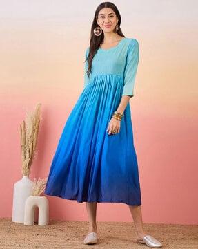 women ombre-dyed fit & flare dress