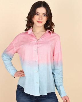 women ombre-dyed fitted shirt