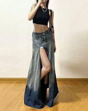 women ombre-dyed flared skirt