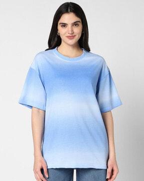 women ombre-dyed loose-fit crew-neck t-shirt