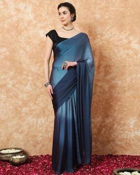 women ombre-dyed nylon saree with blouse piece