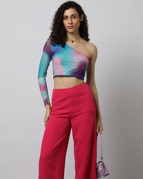 women ombre-dyed one-shoulder top