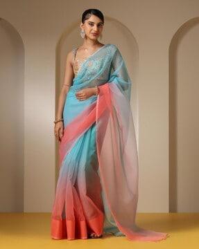 women ombre-dyed organza saree
