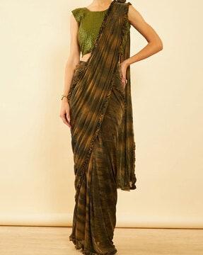 women ombre-dyed pre-stitched saree with blouse