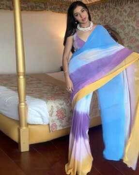 women ombre-dyed pre-stitched saree