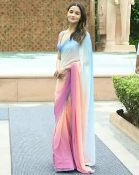 women ombre-dyed pre-stitched saree