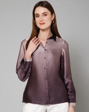 women ombre-dyed relaxed fit shirt with spread collar