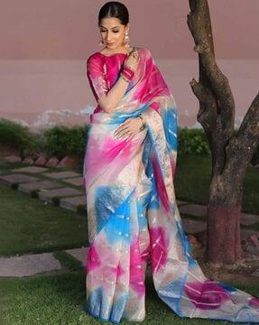 women ombre-dyed saree with contrast border