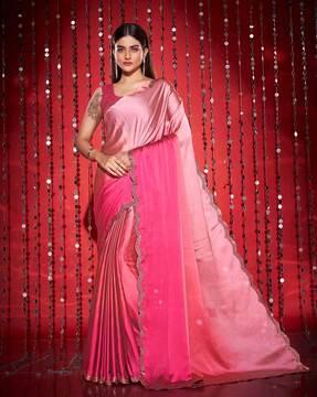 women ombre-dyed saree with cut-work border