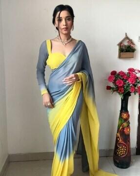 women ombre-dyed saree with folded hem