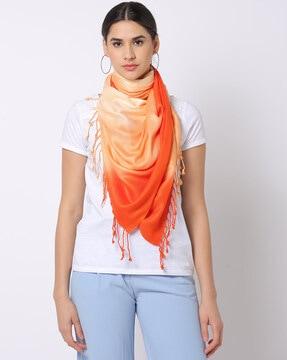 women ombre-dyed scarf with tassels
