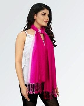 women ombre-dyed scarf with tassels