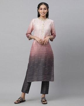 women ombre-dyed straight kurta & pants set