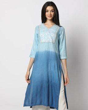 women ombre-dyed straight kurta