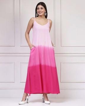 women ombre-dyed strappy a-line dress