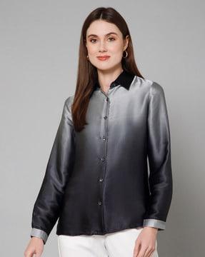 women ombre print relaxed fit shirt