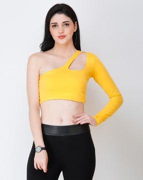 women one shoulder-neck crop top