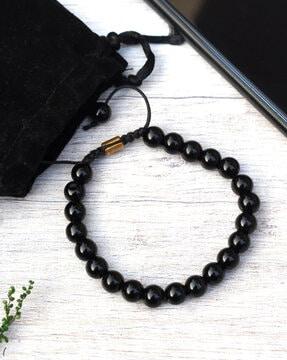 women onyx-stone beaded stretch bracelet