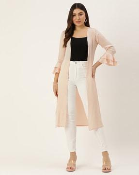 women open-front shrug with flounce sleeves
